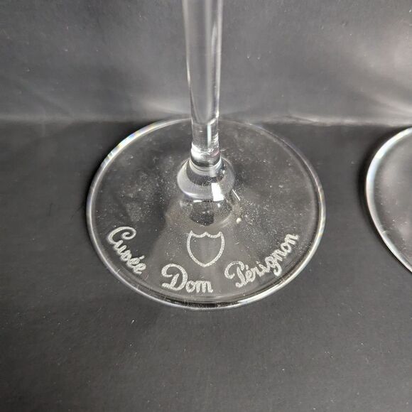 Dom Perignon crystal champagne flutes set of 2 etched logo - Picture 5 of 5